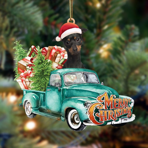 Miniature Pinscher 2-Green Truck Hanging Ornament