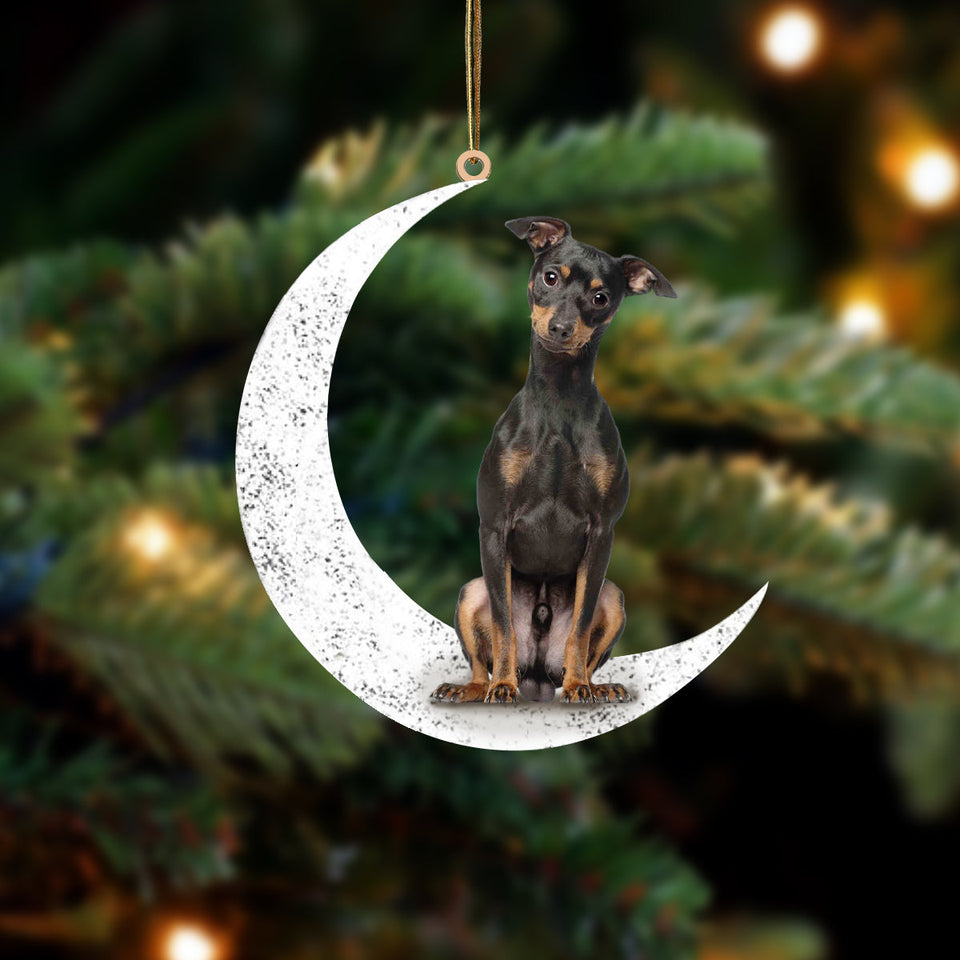 Miniature Pinscher 2 Sit On The Moon Two Sided Ornament Dog Hanging Christmas Ornament