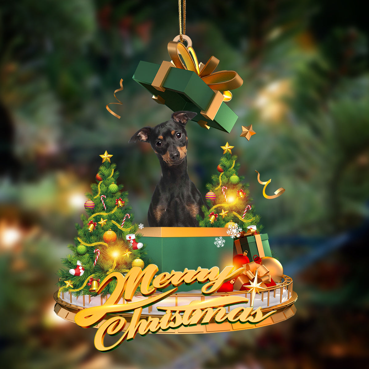 Ornament- Miniature Pinscher 2-Christmas Gifts&dogs Hanging Ornament, Happy Christmas Ornament, Car Ornament