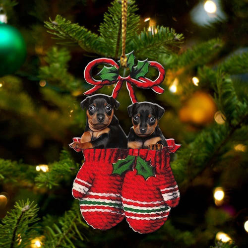 Miniature Pinscher Inside Your Gloves Christmas Holiday-Two Sided Ornament, Christmas Ornament, Car Ornament