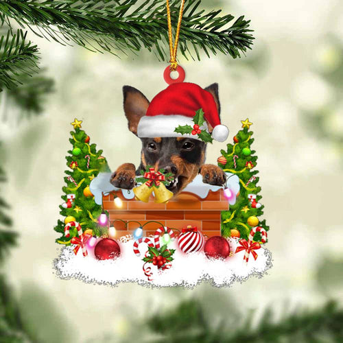 Miniature Pinscher In The Chimney Hanging Ornament Dog Christmas Ornament