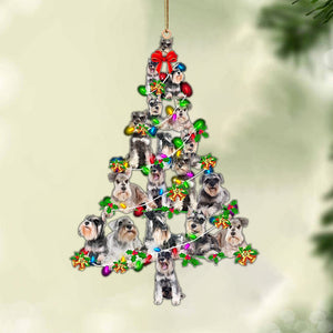 Ornament- Miniature Schnauzer-Christmas Tree Lights-Two Sided Ornament, Christmas Ornament, Car Ornament