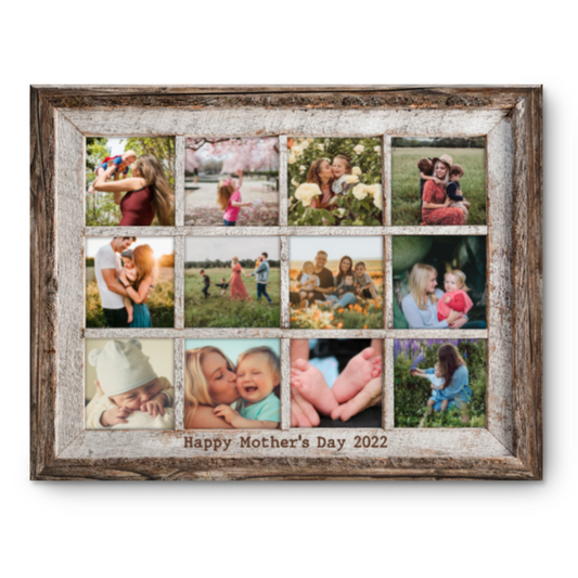 Personalized Family Photo Collage Canvas Wall Art, Custom Family Picture Rustic Gift, Gift For Mother