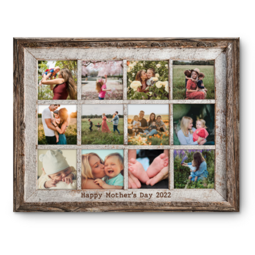 Personalized Family Photo Collage Canvas Wall Art, Custom Family Picture Rustic Gift, Gift For Mother