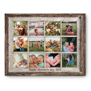 Personalized Family Photo Collage Canvas Wall Art, Custom Family Picture Rustic Gift, Gift For Mother