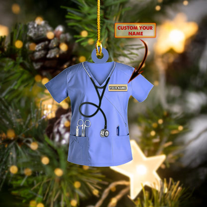 Nurse Custom Shape Ornament, Nurse Shirt Flat Acrylic Ornament Two Sides