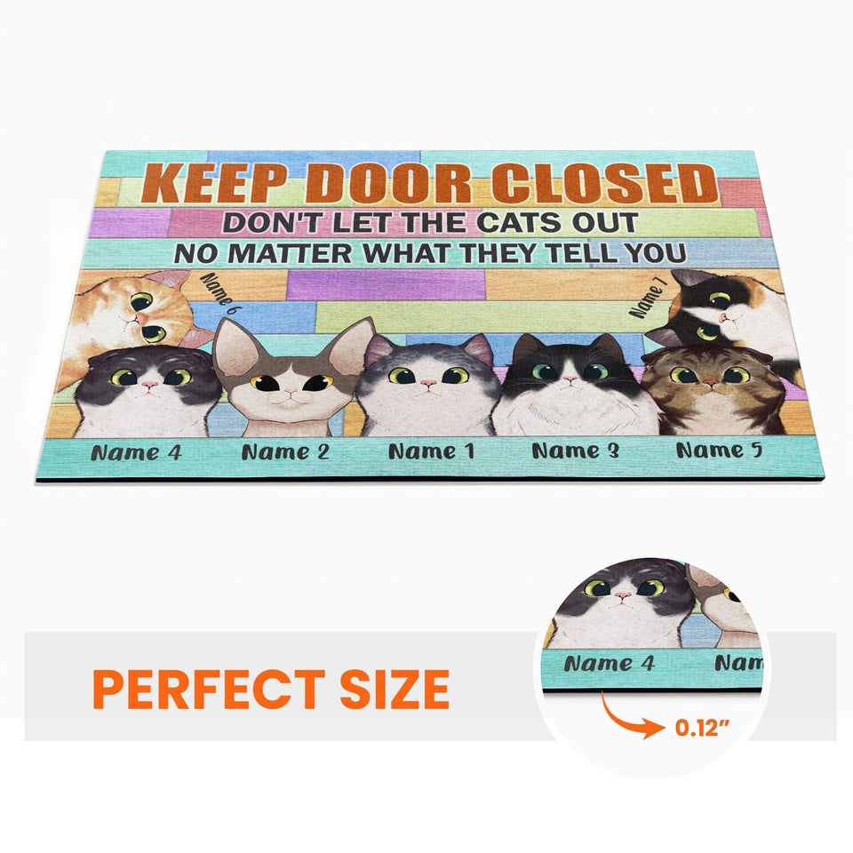 Keep Door Closed Don't Let The Cats Out, Cat Custom Doormat, Gift For Cat Lovers