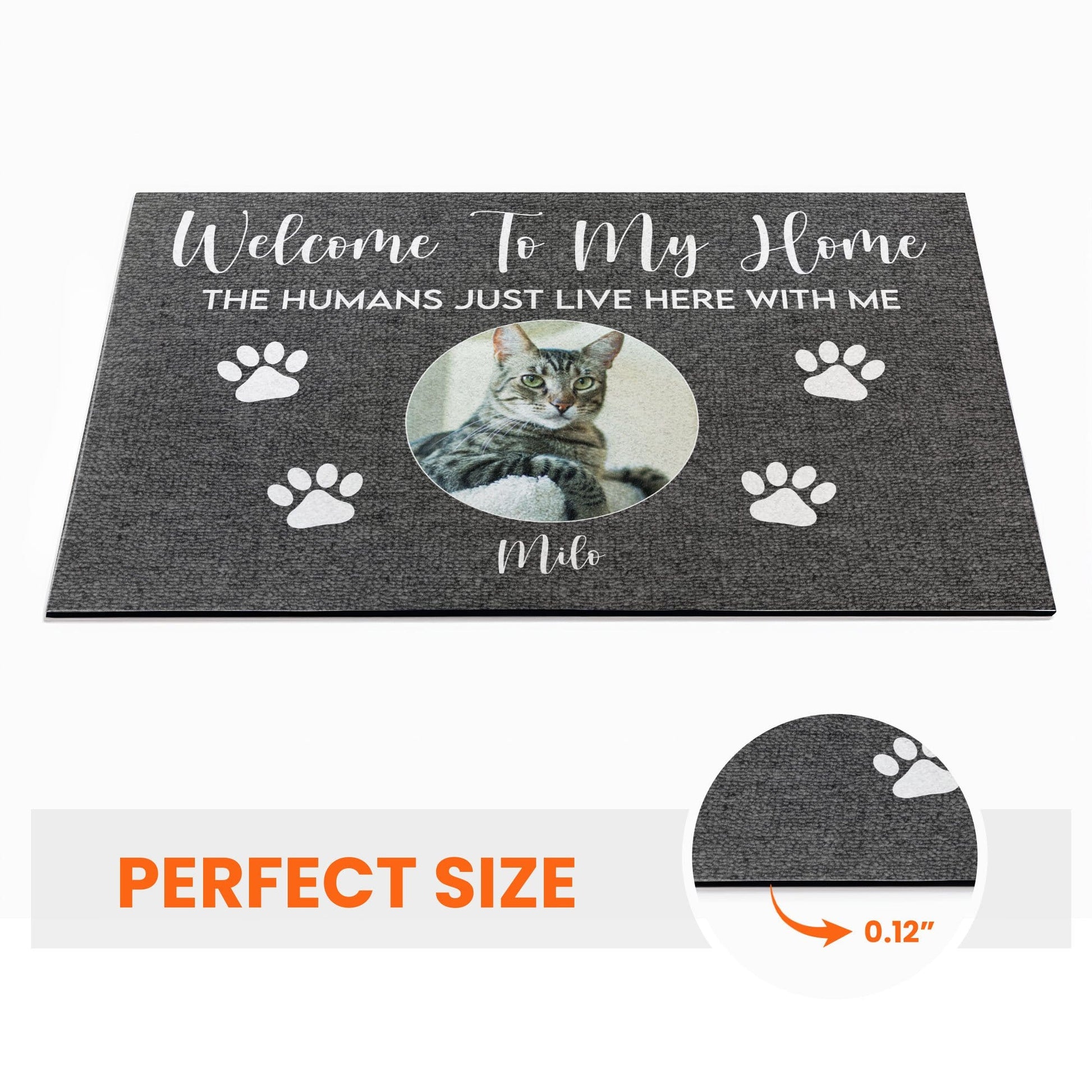 Welcome to My House, The Humans Just Live Here With Us, Photo Custom Doormat, Gift For Cats And Dogs Lovers