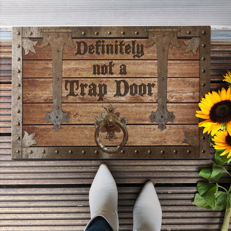 Definitely Not A Trap Door - Personalized Doormat - Gift For Game Lovers
