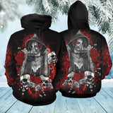 Skull Gifts Red Rose Skull Girl US Unisex Size Hoodie