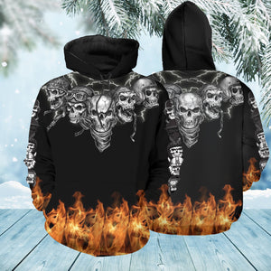 Skull Gifts Skulls Biker Fire Warrior US Unisex Size Hoodie