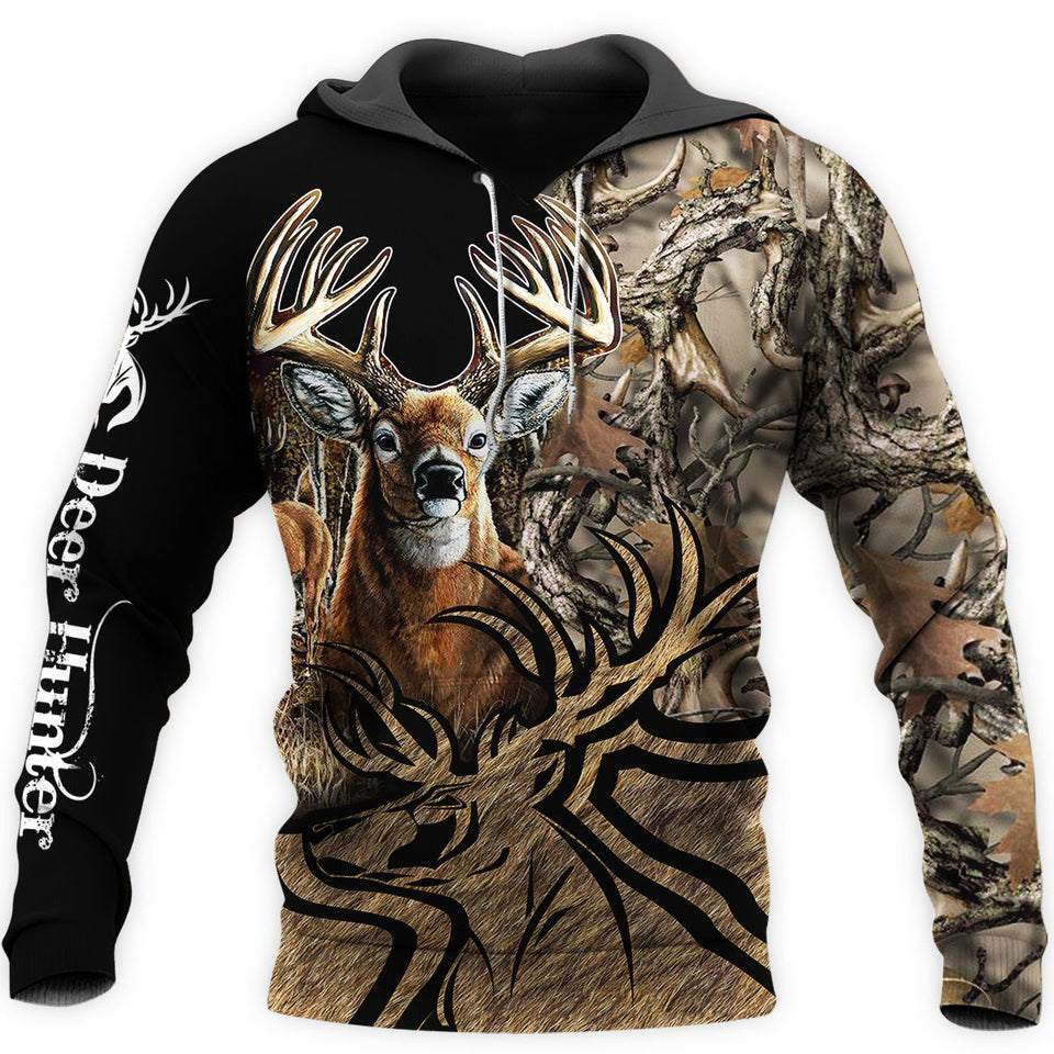Hunting Gifts Deer Hunting Gifts Camo Caribou Deer Hunting US Unisex Size Hoodie