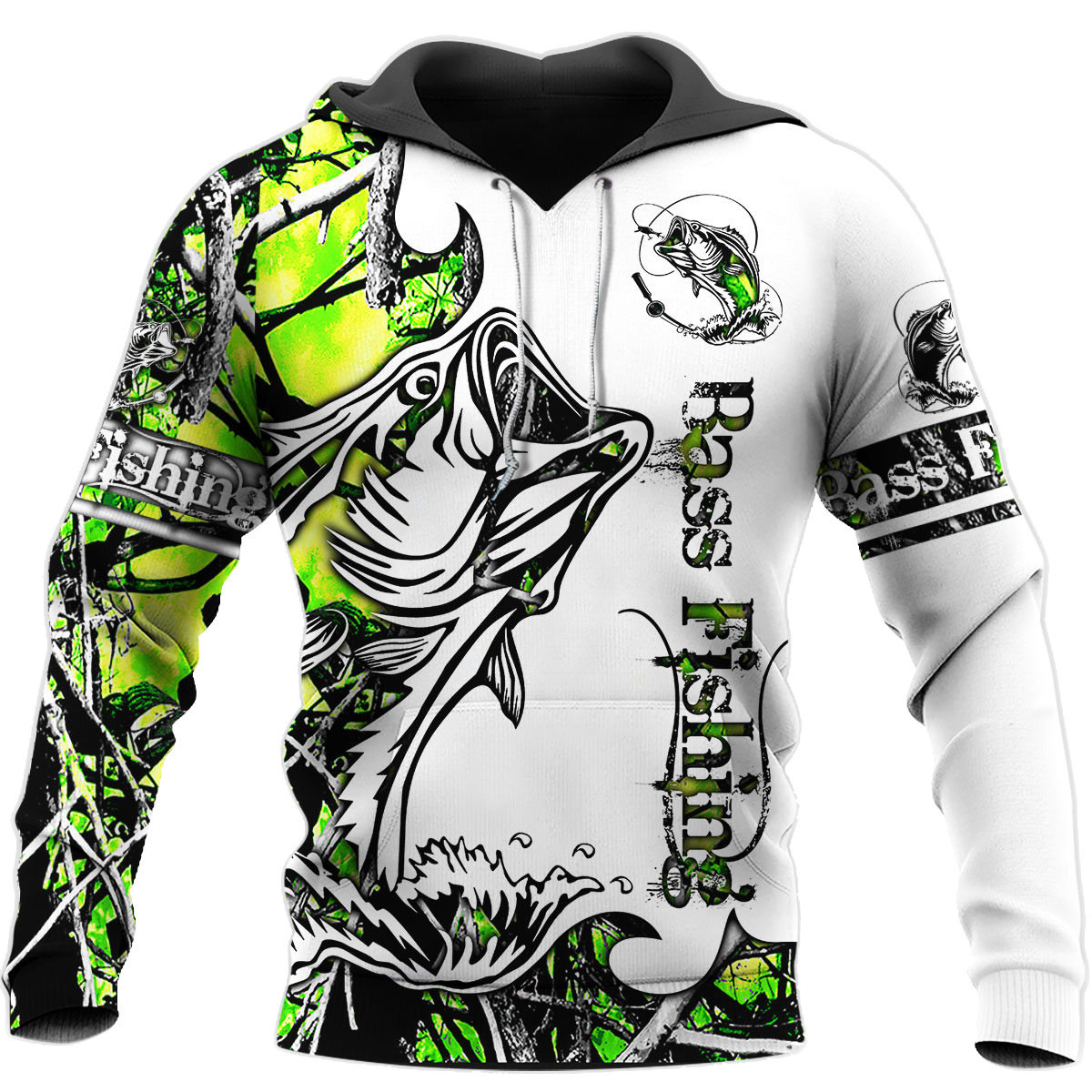 Fishing Gifts Green Bass Fishing Sport US Unisex Size Hoodie