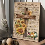 Music sheet, Colorful hummingbird, Sunflower, The old rugged cross - Matte Canvas