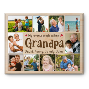 Grandpa Photo Collage Canvas Print, Presents For Grandpa, My Favorite People Call Me Grandpa