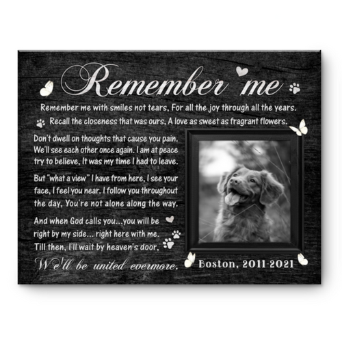 Pet Memorial Gift For Pet Loss, Personalized Dog Memorial Gift, Remember Me Canvas Print