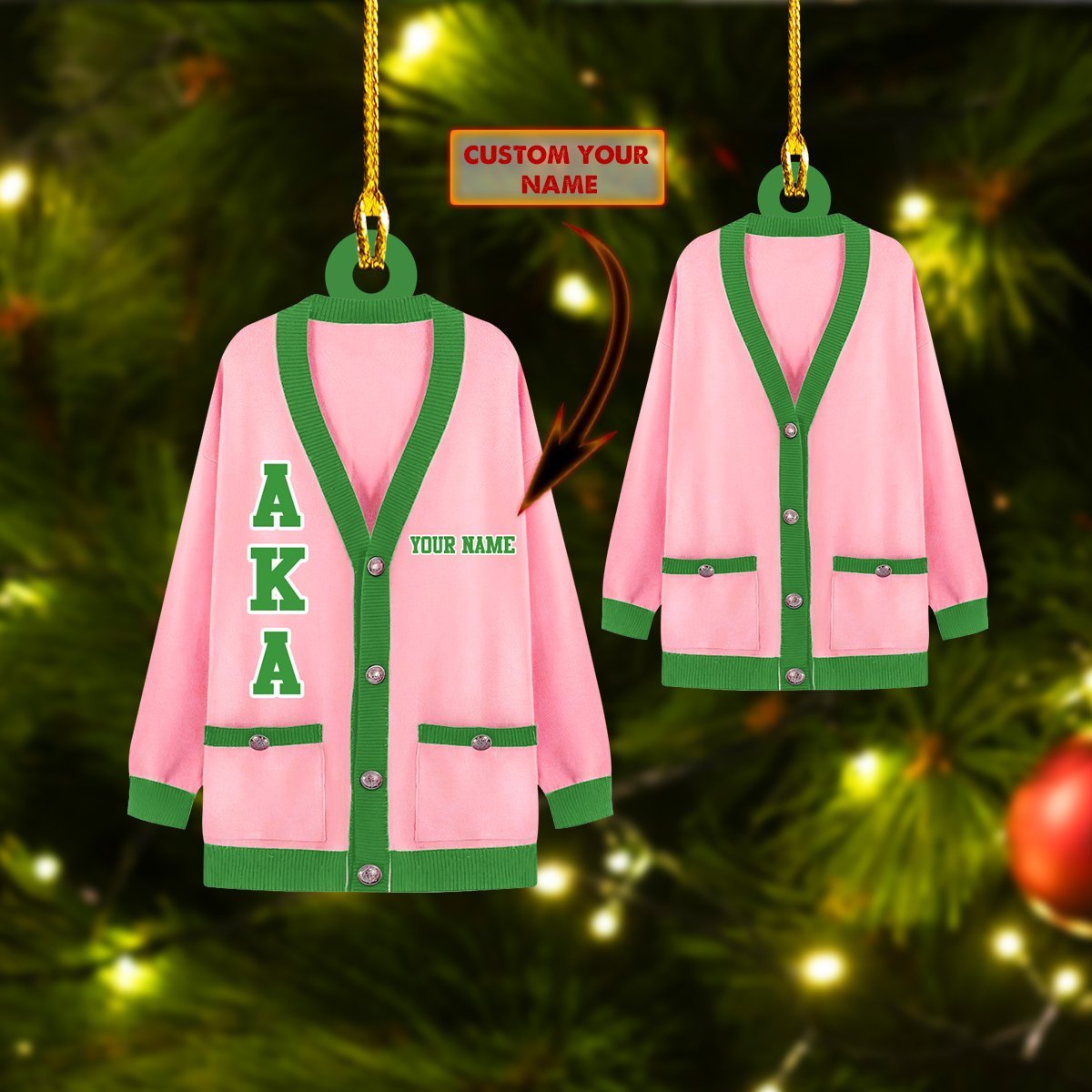 Custom Name Pink AKA Car Ornament