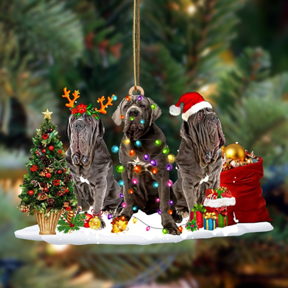 Ornament- Neapolitan Mastiff-Christmas Dog Friends Hanging Ornament, Happy Christmas Ornament, Car Ornament