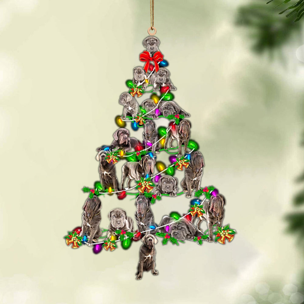 Ornament- Neapolitan Mastiff-Christmas Tree Lights-Two Sided Ornament, Happy Christmas Ornament, Car Ornament