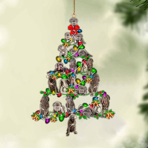 Ornament- Neapolitan Mastiff-Christmas Tree Lights-Two Sided Ornament, Happy Christmas Ornament, Car Ornament