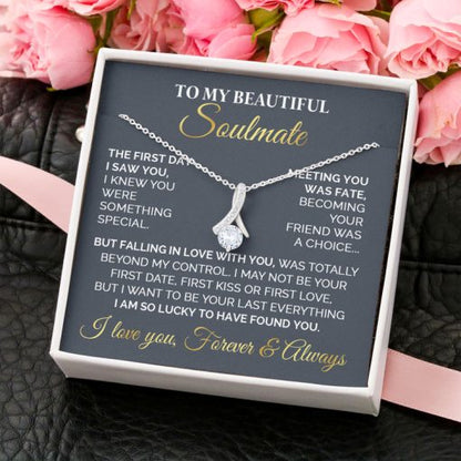 Necklace Gift for My Beautiful Soulmate - To My Beautiful Soulmate I Am So Lucky To Have Found You Alluring Beauty Necklace XL051D - TGV