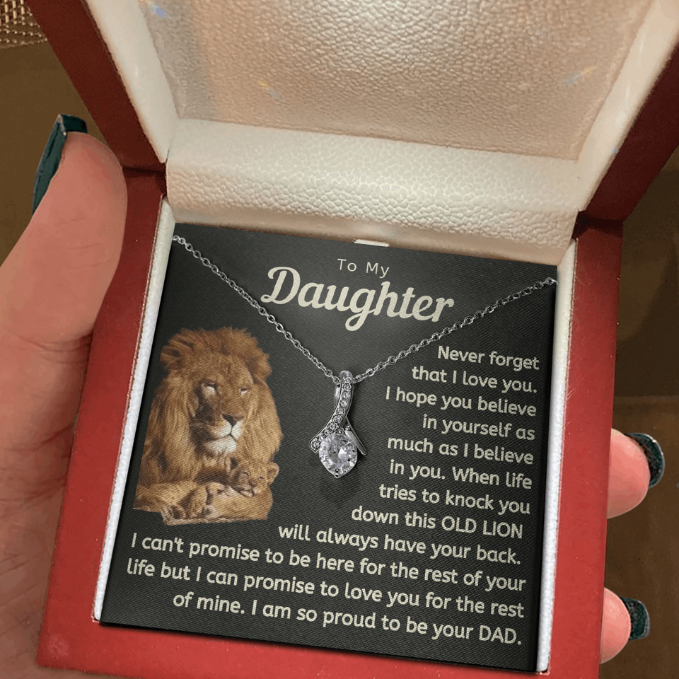 Daughter This Old Lion Will Always Have Your Back Necklace - Necklace for Daughter, Alluring Beauty Necklace