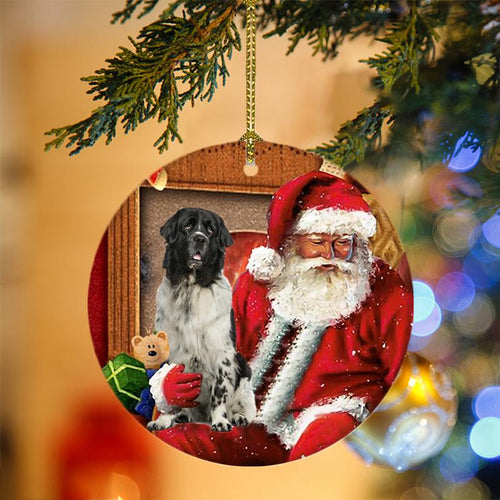 Godmerch- Ornament- Newfounderland With Santa Christmas Ornament, Happy Christmas Ornament, Car Ornament