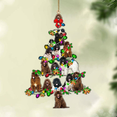 Ornament- Newfoundland-Christmas Tree Lights-Two Sided Ornament, Happy Christmas Ornament, Car Ornament