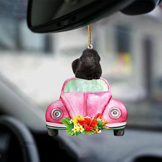 Newfoundland-Pink Hippie Car-Two Sided Ornament