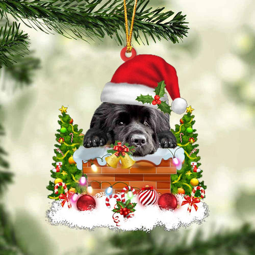 Newfoundland In The Chimney Hanging Ornament Dog Christmas Ornament