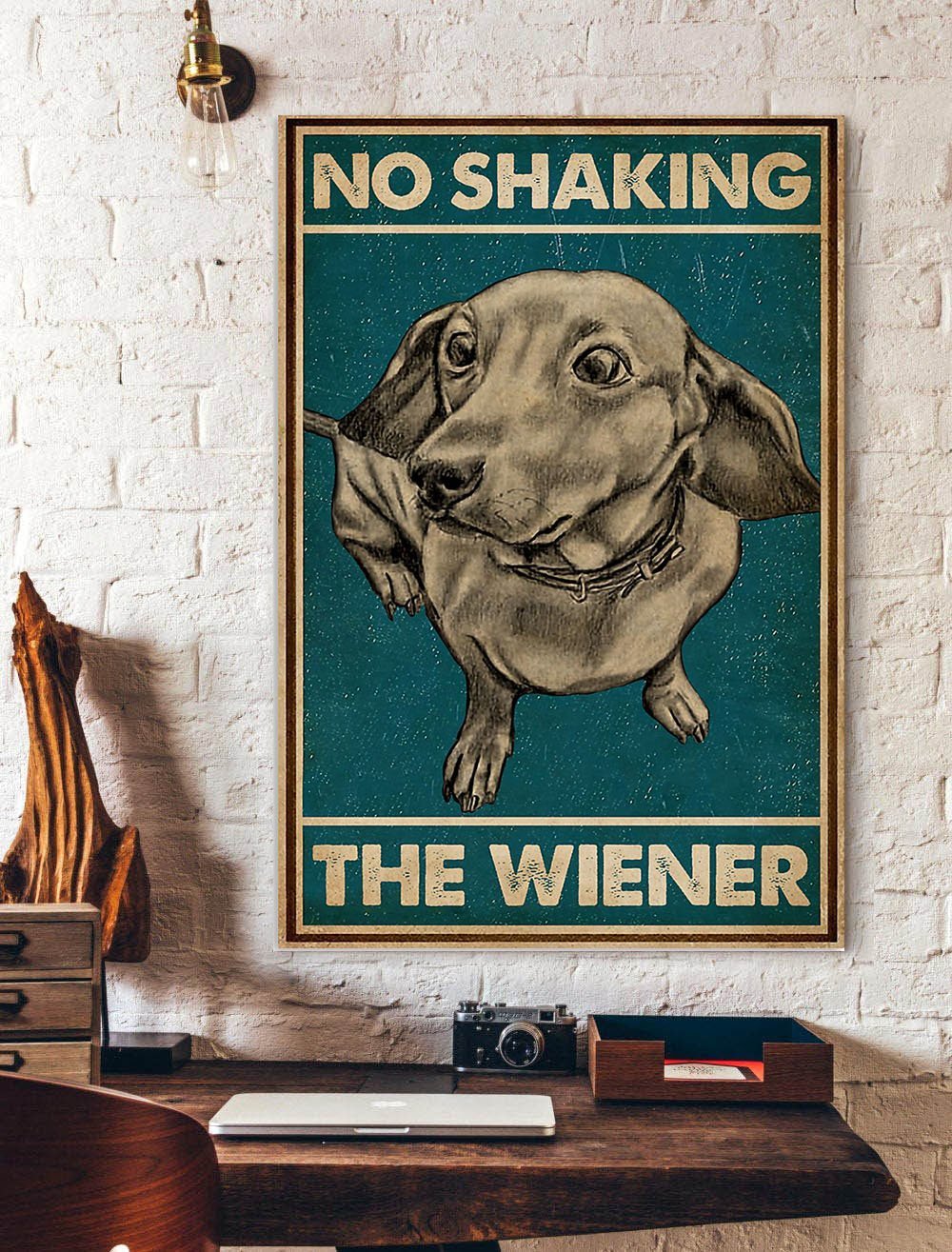 No Shaking The Wiener Dachshund Retro Canvas And Poster, Wall Decor Visual Art