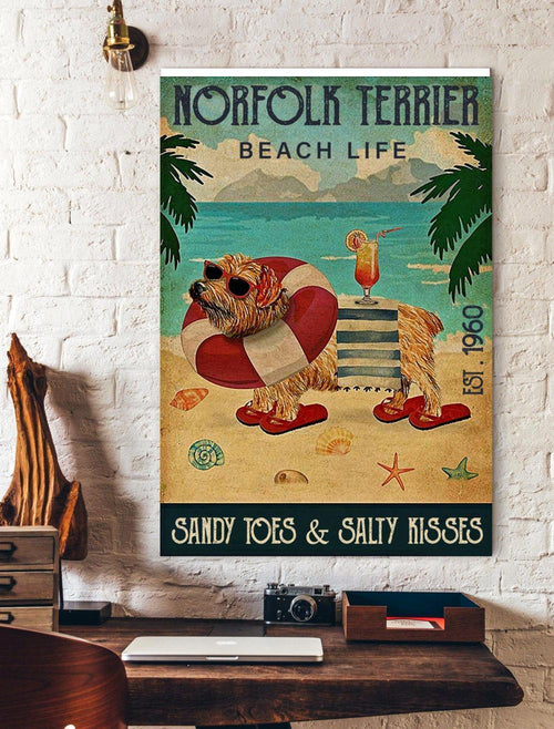 Norfolk Terrier Beach Life Canvas And Poster, Wall Decor Visual Art