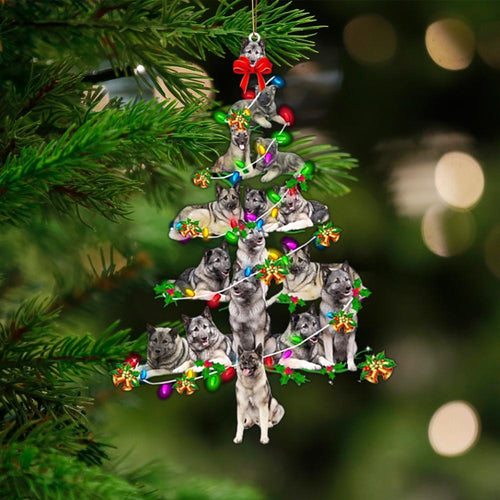 Norwegian Elkhound-Christmas Tree Lights-Two Sided Ornament