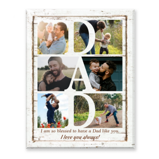 Personalized Dad Photo Collage Canvas, Father’s Day Gift, Dad Gift