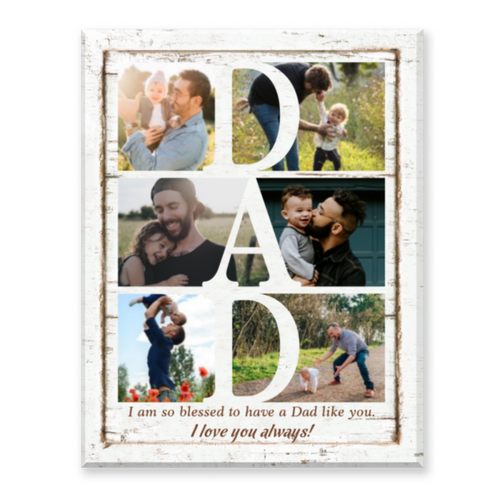 Personalized Dad Photo Collage Canvas, Father’s Day Gift, Dad Gift