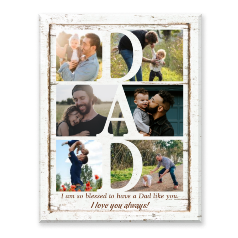 Personalized Dad Photo Collage Canvas, Father’s Day Gift, Dad Gift