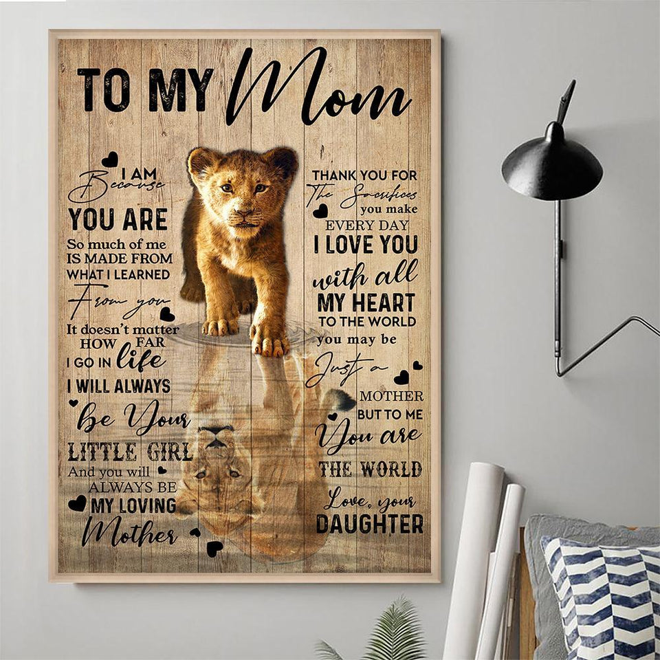 Lion Mom And Daughter Canvas Wall Art, Wall Decor Visual Art
