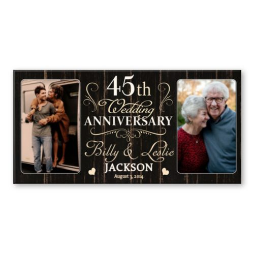 45 Year Anniversary Custom Canvas Print, 45th Wedding Anniversary Gift