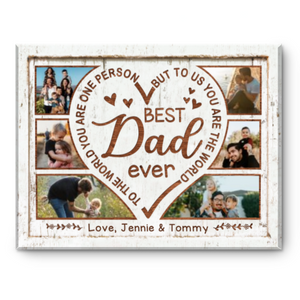 Best Dad Ever Personalized Photo Collage Canvas, Daddy Gift, Father’s Day Present, Custom Gift For Dad