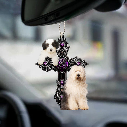 Old English Sheepdog Pray For God Car Hanging Ornament Dog Pray For God Ornament Godmerch