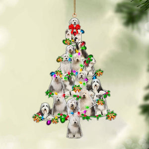Ornament- Old English Sheepdog-Christmas Tree Lights-Two Sided Ornament, Christmas Ornament, Car Ornament