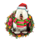 Godmerch- Ornament- Old English Sheepdog Christmas Ornament, Happy Christmas Ornament, Car Ornament