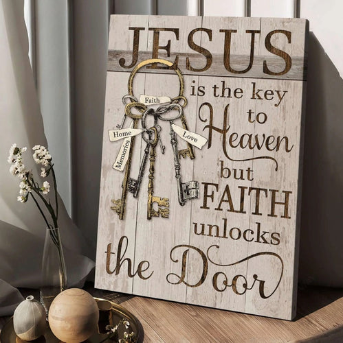 Old keys, Vintage door, Jesus is the key to heaven - Matte Canvas