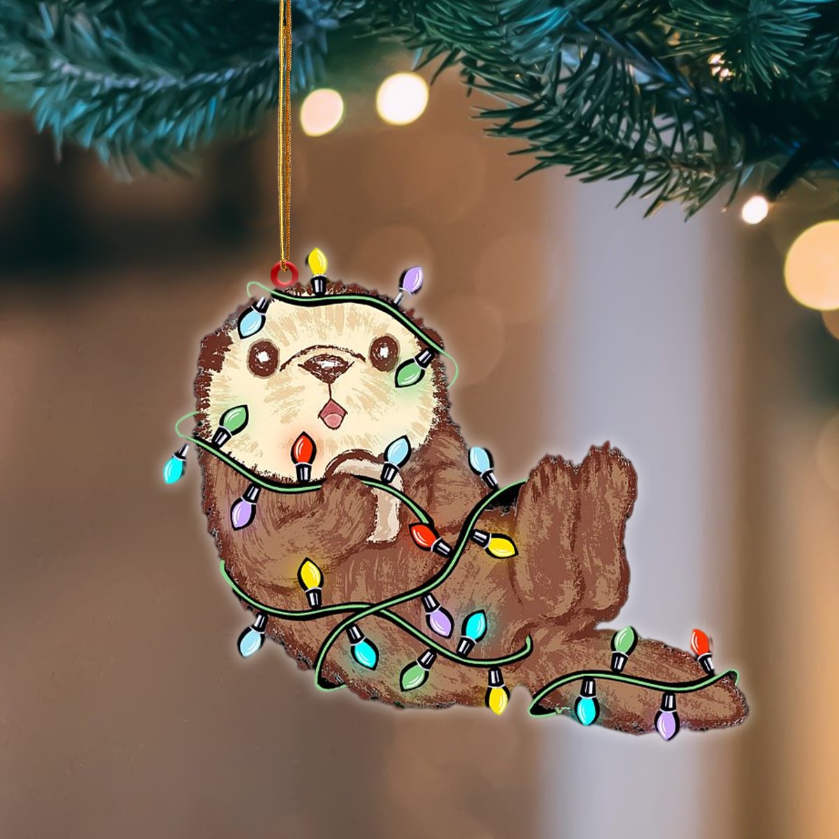 Godmerch- Ornament- Otter Christmas Light Hanging Ornament Dog Ornament, Car Ornament, Christmas Ornament