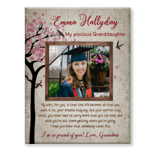 Graduation Gift For Granddaughter, Graduation Present For Granddaughter, Granddaughter Graduation Custom Canvas Print