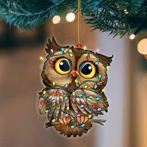 Godmerch- Ornament- Owl Christmas Light Hanging Ornament Dog Ornament, Car Ornament, Christmas Ornament