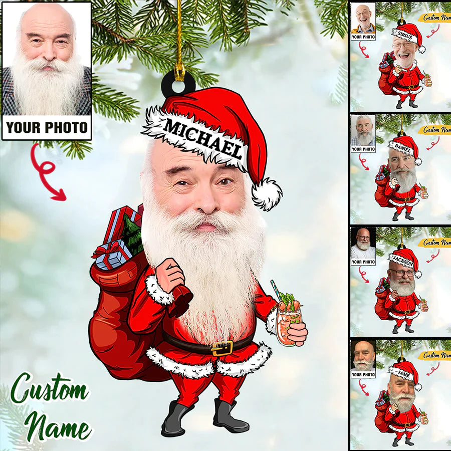 Custom Photo PAPA Claus Christmas With Name Ornament CTH01