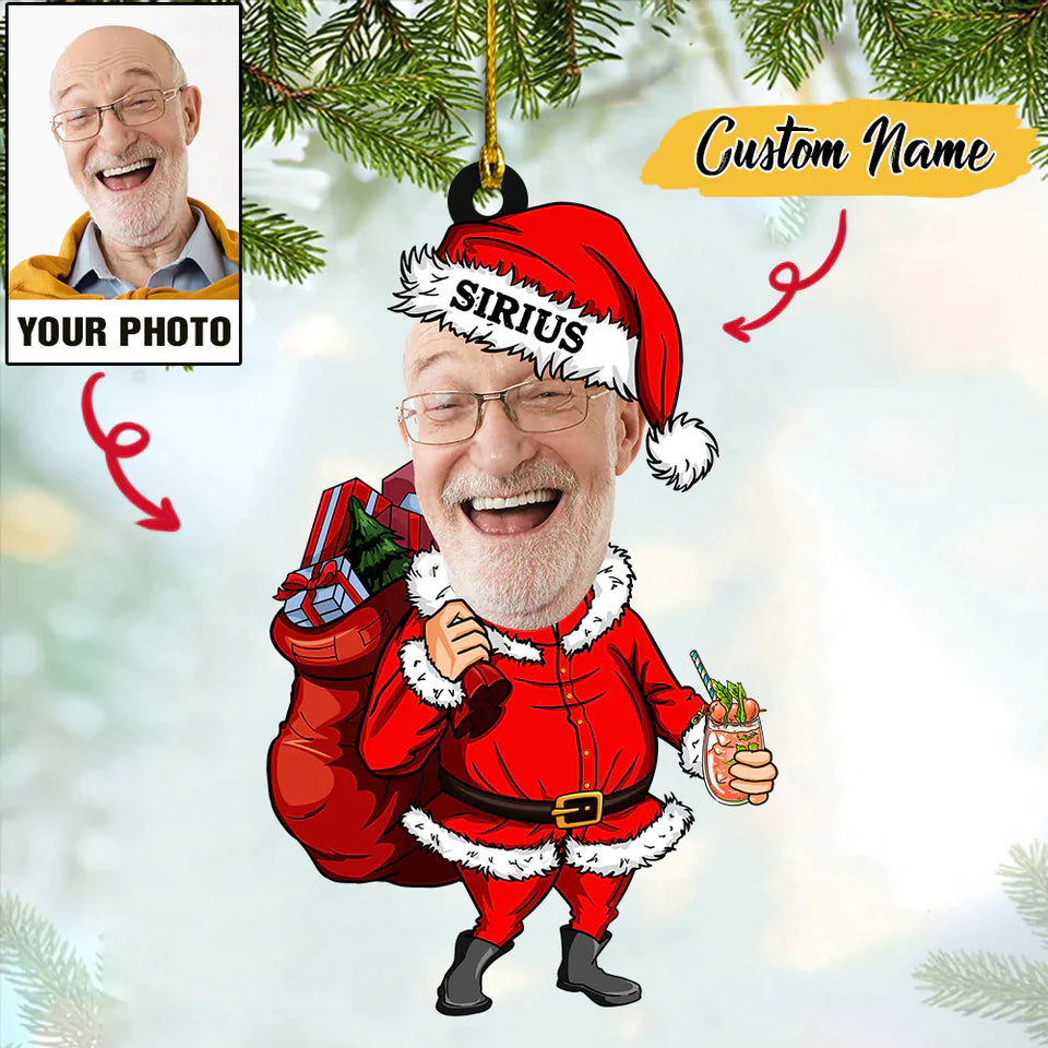 Custom Photo PAPA Claus Christmas With Name Ornament CTH01