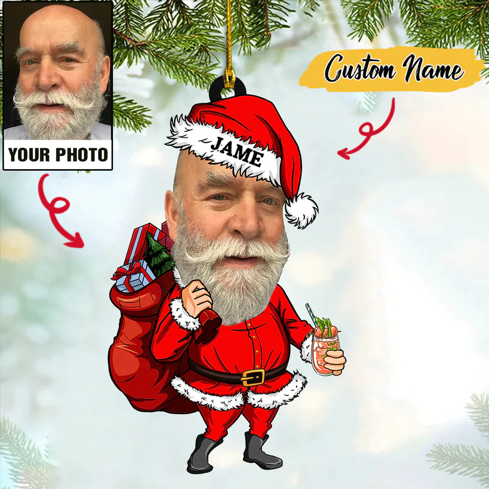 Custom Photo PAPA Claus Christmas With Name Ornament CTH01