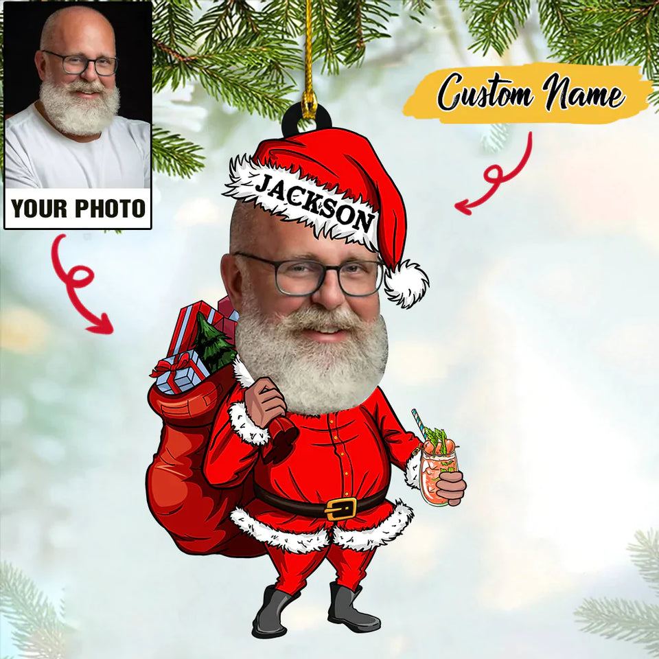 Custom Photo PAPA Claus Christmas With Name Ornament CTH01